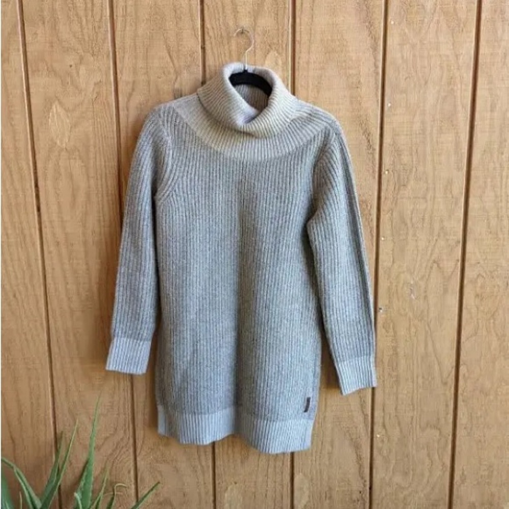 Roots Oatmeal Wool-Blend Turtleneck Tunic Sweater XL